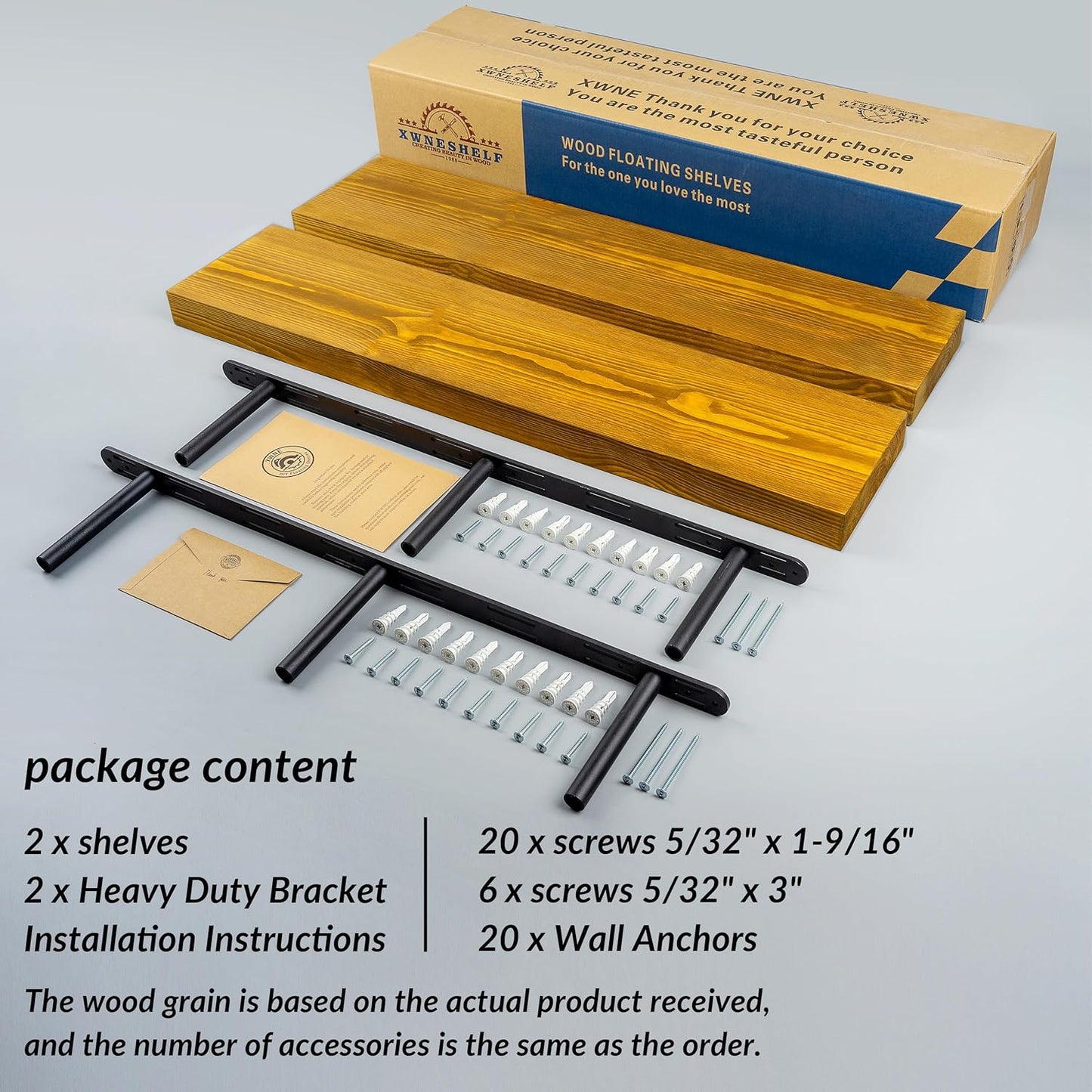 Rustic Floating Shelves 36 inch Long 8 inch deep Set of 2, Solid Wood Wall Shelves for Bedroom Living Room Kitchen,Book Shelf for Wall, Wall Mounted Shelves with Hidden Bracket- Gold Oak