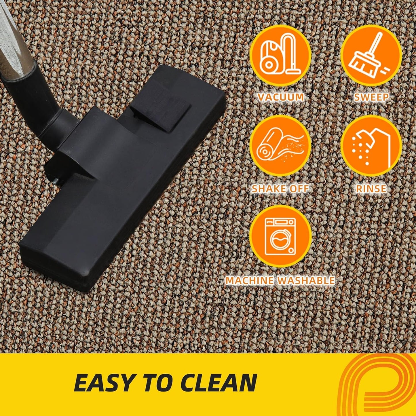 JSEI Dirt Trapper Door Mat 24"x36" Non-Slip Washable Entrance Mat, Dog Doormats, Absorbent & Fade-Resistant Floor Mats, Low Profile Welcome Mats for Entryway, Front Door, and Inside Entrance, Beige