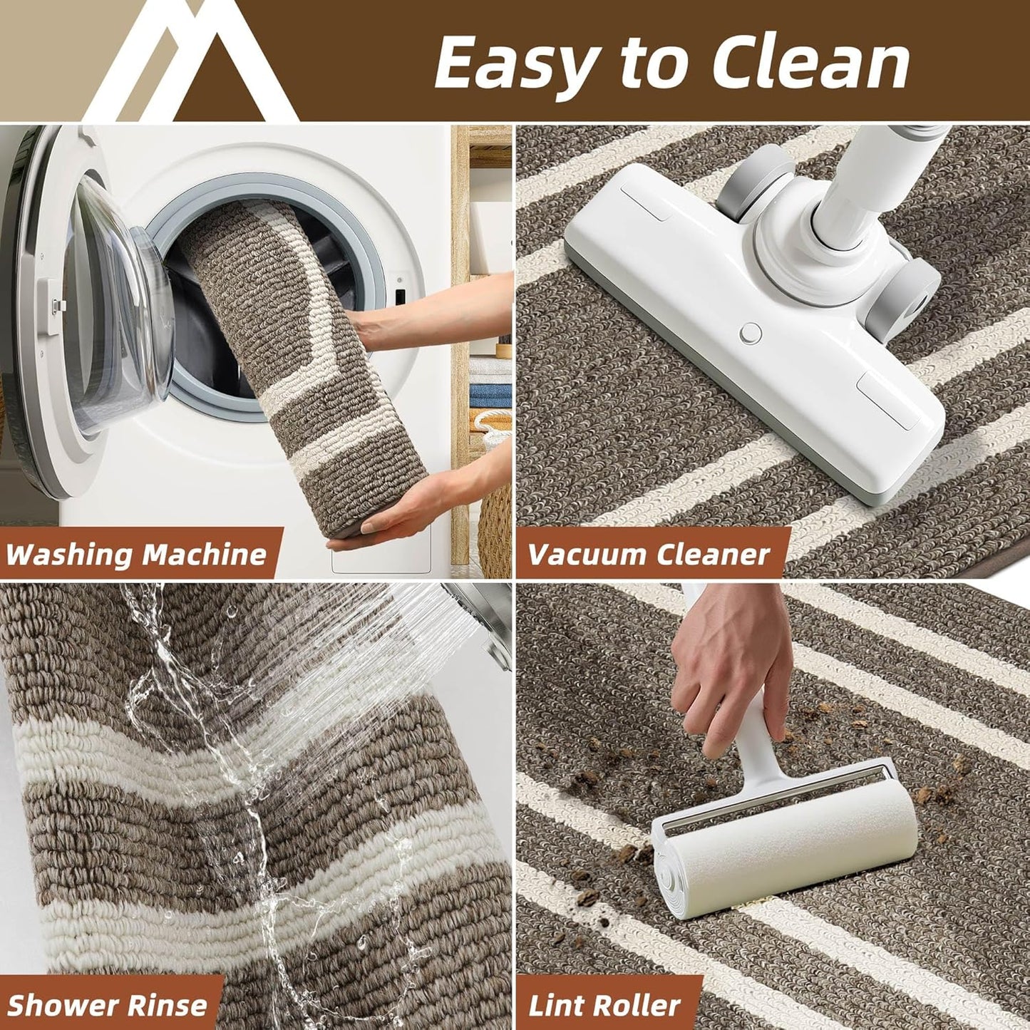 COSY HOMEER Long Kitchen Floor Mats for in Front of Sink Super Absorbent Kitchen Rugs and Mats 24"x59" Non-Skid Kitchen Mat Standing Mat Washable,Polypropylene,Brown,Frame