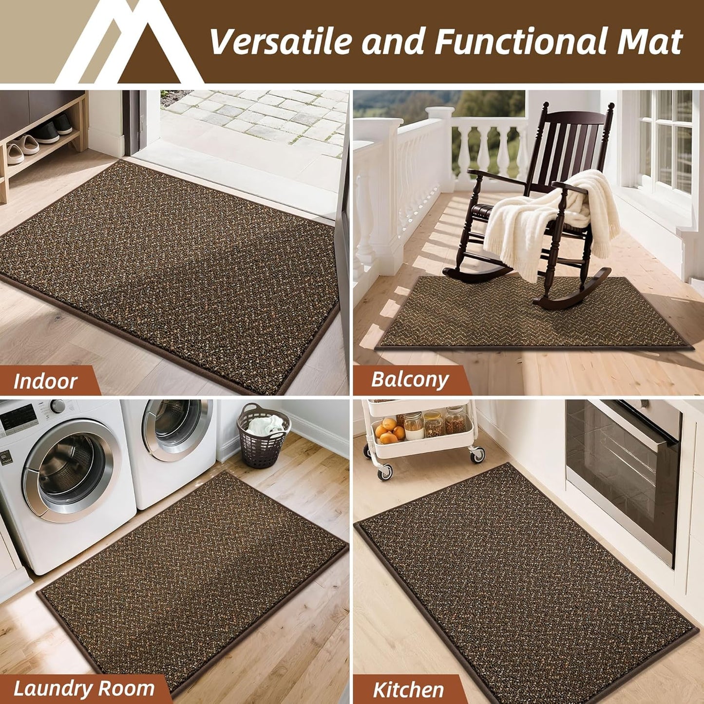 COSY HOMEER-Door-Mat 36"x60" Non Slip Absorbent Entryway Rugs Dirt Trapper Doormats Washable Entrance Mats Low Pile Welcome Floor Mat for Front Back Door and Entry Mats,Brown