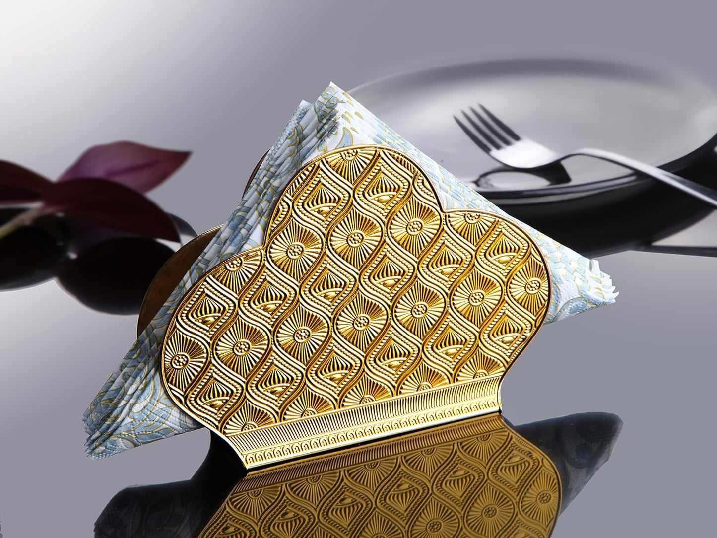 Alisveristime Zamac Napkin Holder – Decorative Elegant Metal Napkin Organizer for Table or Countertop Use (Gold)