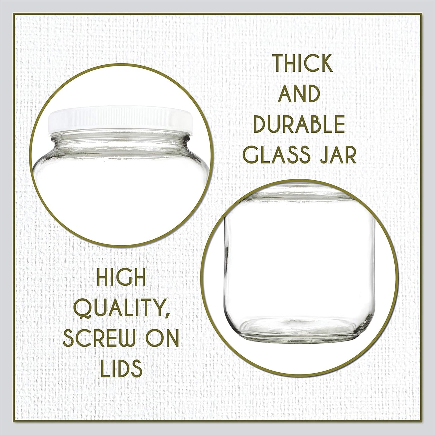 kitchentoolz Half Gallon Mason Jar - Glass Jar Wide Mouth with Airtight Foam Lined Plastic Lid - 1/2 Gallon Jar for Sourdough Starter, Fermenting Kombucha Kefir, Pickling, & Canning 2 Pack