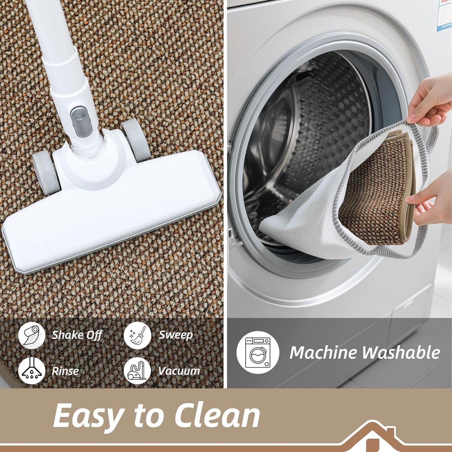 BEQHAUSE Kitchen Runner Rugs 24"x60", Non-Slip Kitchen Mats for Floor, Super Absorbent and Stain Resistant Kitchen Rug, Machine Washable Rugs for Kitchen, Hallway, Laundry & Sink, Taupe