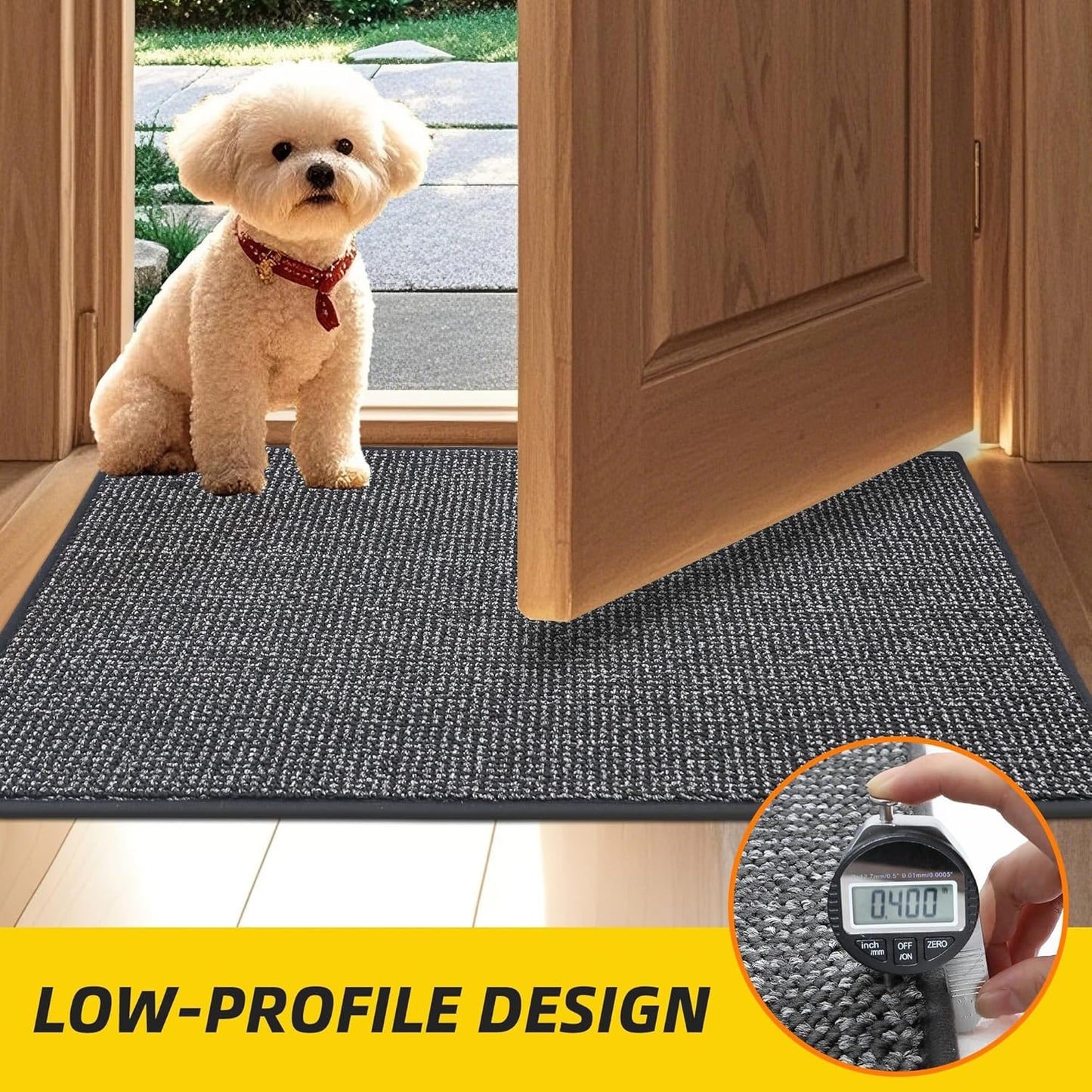 JSEI Dirt Trapper Door Mat 24"x60" Non-Slip Washable Entrance Mat, Dog Doormats, Absorbent & Fade-Resistant Floor Mats, Low Profile Welcome Mats for Entryway, Front Door, and Inside Entrance,Dark Grey