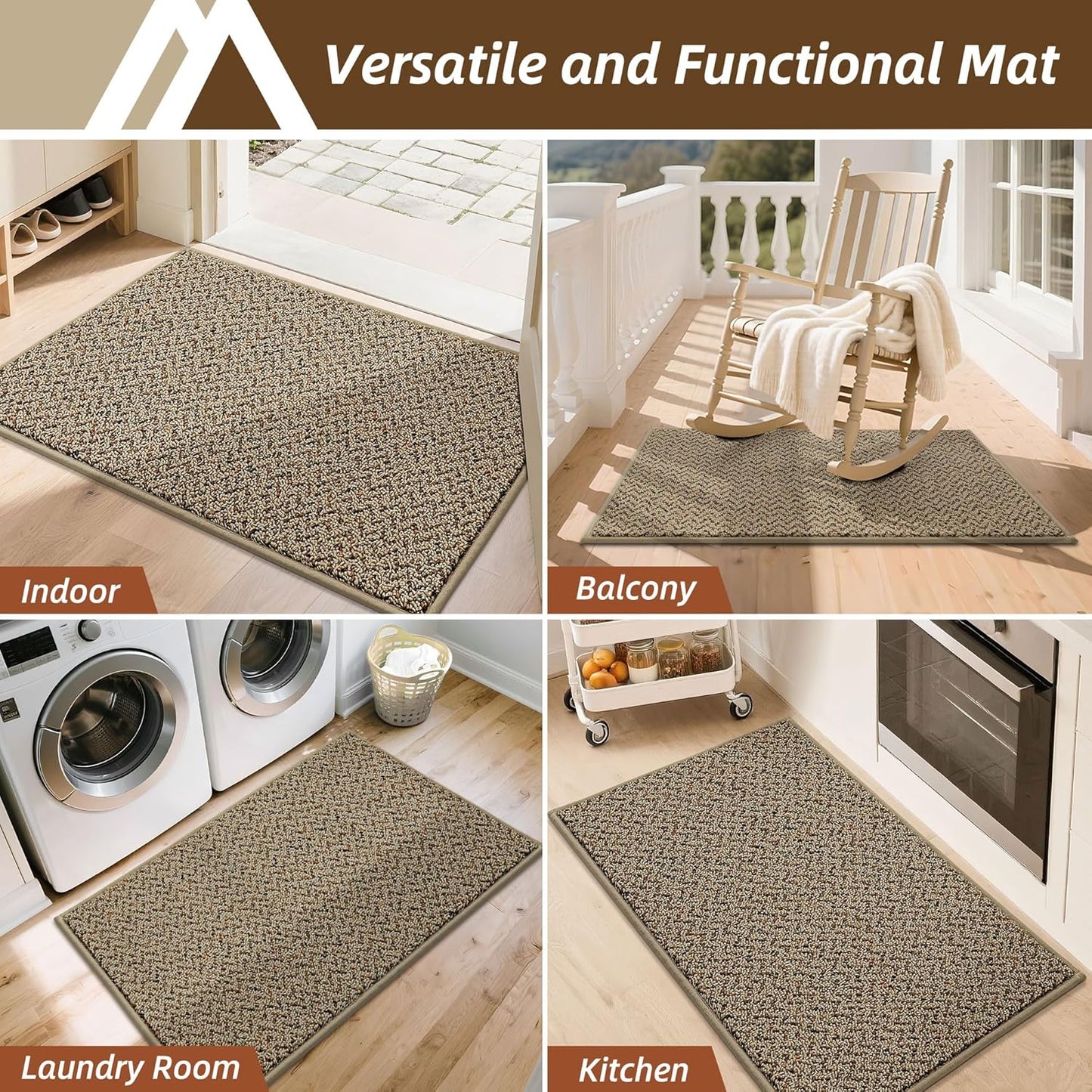 COSY HOMEER-Door-Mat 36"x60" Non Slip Absorbent Entryway Rugs Dirt Trapper Doormats Washable Entrance Mats Low Pile Welcome Floor Mat for Front Back Door and Entry Mats,Taupe