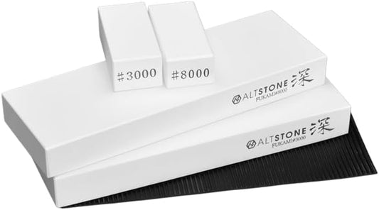 Whetstone Sharpening stone Fine 3000 and Super finishing 8000 w/Nagura, 7.1" x 2.4" x 0.8" (Pro Power. Perfectly Compact for home use), Made in Japan (#3000/#8000)