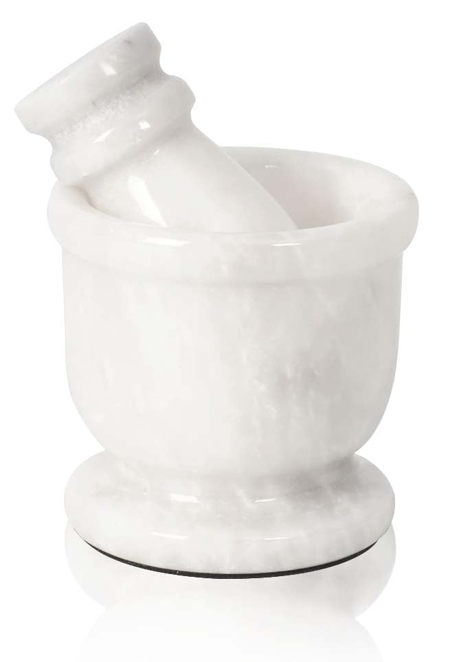 Radicaln Marble Mortar and Pestle Set White 2.5" Inches Handmade Hand Grinder for Kitchen Ideal Small Mortar & Pestle Set Spice Grinder & Garlic Crusher
