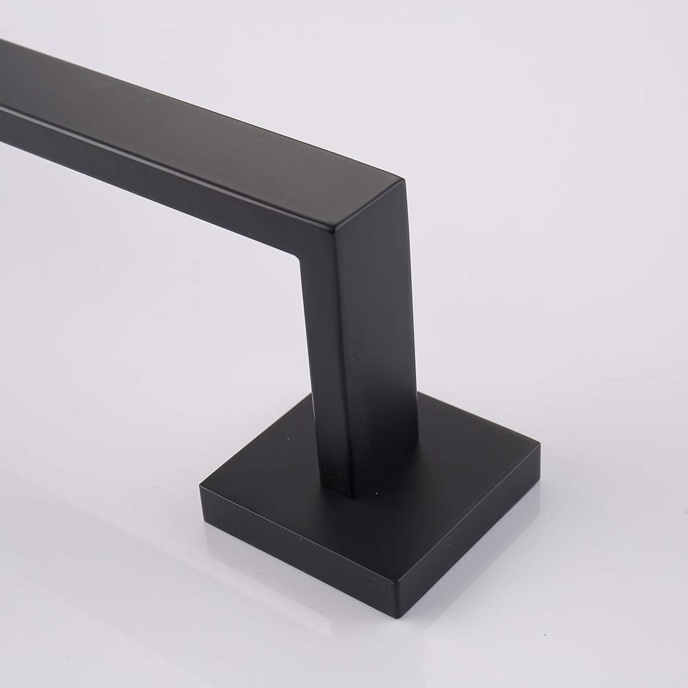 TASTOS 16 Inch Black Single Towel Bar Rack, SUS 304 Stainless Steel Bathroom Towel Bar Heavy Duty Towel Holder Kitchen Towel Rod, Wall Mount with Screws Towel Bar Rod Matte Black Finish