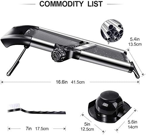 Masthome Mandoline Food Slicer Adjustable Thickness for Cheese Fruits Vegetables Stainless Steel Food Cutter Slicer Dicer with Extra Brush and Blade Guard for Kitchen