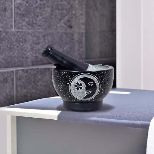 Mortar and Pestle, Made of Heavy Duty Polished Hard Stone, Natural Stone Grinder for Spices, Pastes, Herbs, Seasoning etc. (Moon Star)