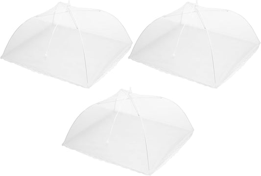 uxcell 3 Pcs Large and Tall Food Covers 17" Mesh Food Covers for Outdoors Collapsible Food Protector Covers Tent for Parties Outdoor Picnics BBQs, White