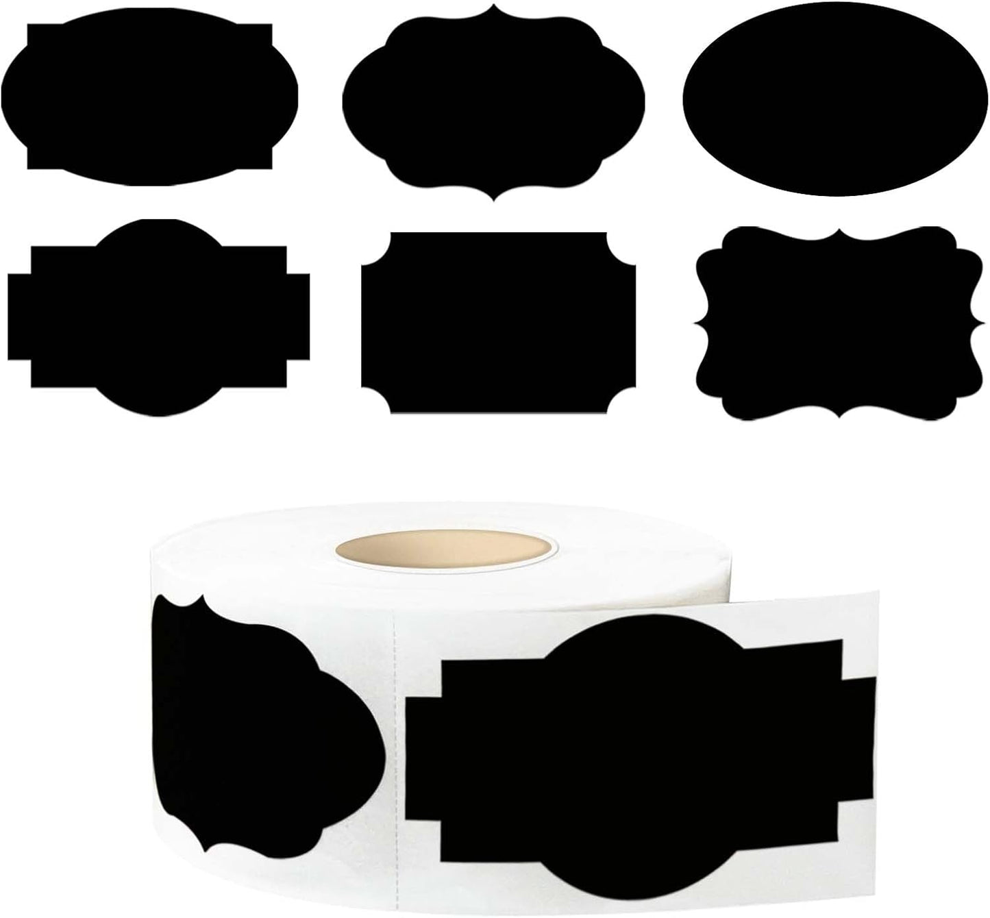 350 PCS Gift Tags Stickers Name Labels Stickers,2" x 1.2" Fancy Shape Stickers Self-Adhesive Handmade Bottle All-Purpose Jar Labels for Presents Cosmetic Decoration Jars Food Craft (Black)