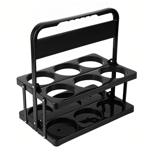 Bodaon 6 Cup Drink Carrier with Handle, Plastic Cup Carriers for Drinks, Drink Holder for Car, GrubHub/Eats Doordash Accessories, Portable Foldable Reusable Mobile, Use for Food Delivery Bag, Black