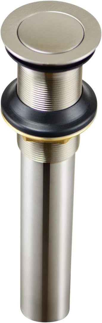 Purelux Pop up Drain Stopper for Bathroom Faucet Vanity or Vessel Sink Bathroom Drain Assembly No Overflow, Brushed Nickel