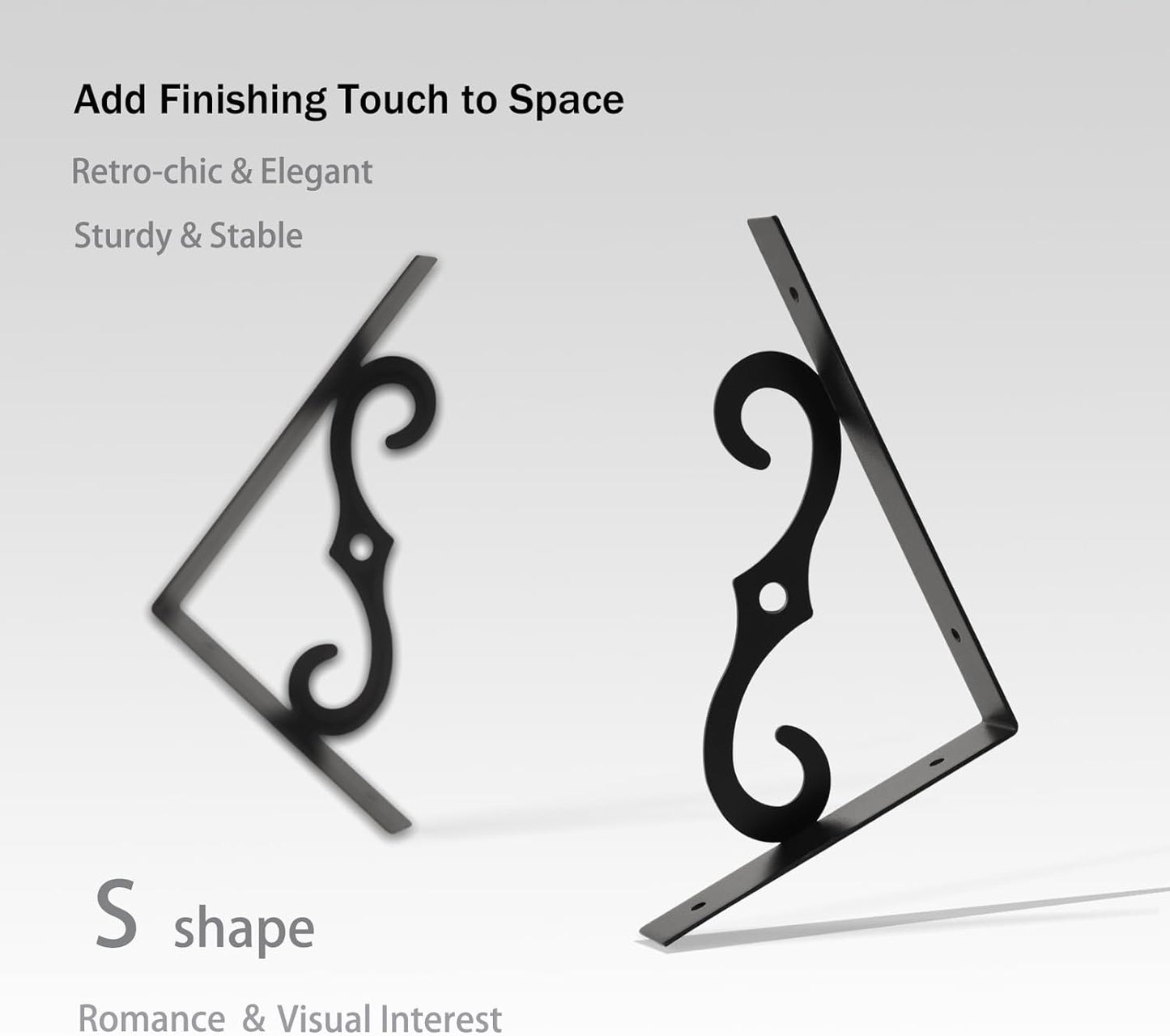 DINZI LVJ Long Wall Shelves, 23.6 Inch Large Floating Shelves Set of 2, Wide Display Shelf Wall Mounted with Brackets, Easy Hanging for Living Room, Toilet, Office, Bedroom, Rustic Brown