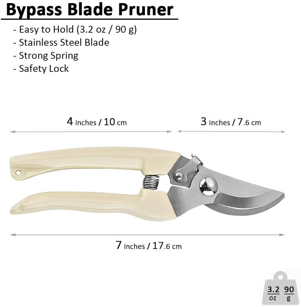 BUGUI Garden Shears Set of 2, Includes 1 Bypass Pruning Shears and 1 Straight Blade Garden Scissors, Sharp, Lightweight