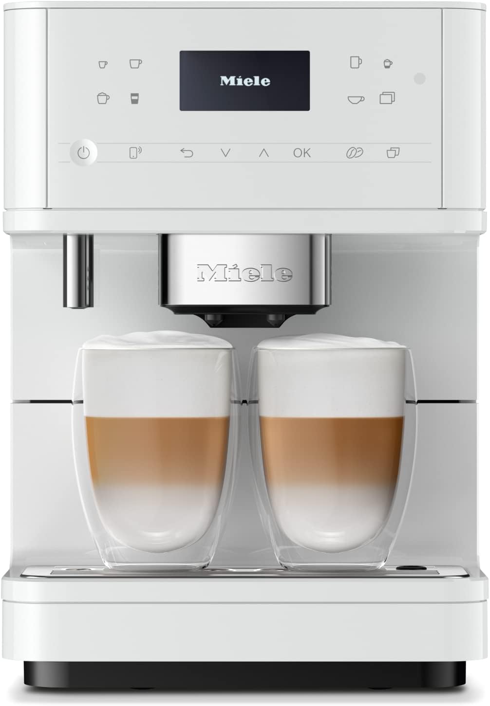 Miele CM 6160 MilkPerfection Automatic Coffee Machine - OneTouch for Two, AromaticSystem, 4 individual profiles, DoubleShot, WiFi-compatible, LED lighting, easy cleaning, in Lotus White