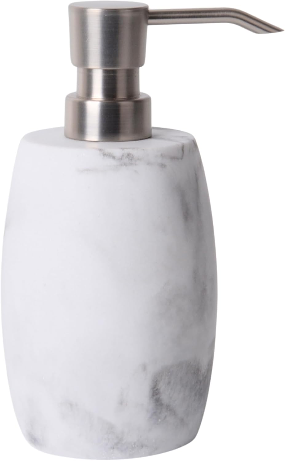 Resin Hand Soap Dispenser, Refillable Soap Dispenser with White Marble Look and Metallic Pump, Waterproof Bottle Labels for Bathroom Kitchen Dish Hand Wash Shower Lotion Shampoo (12 Oz)