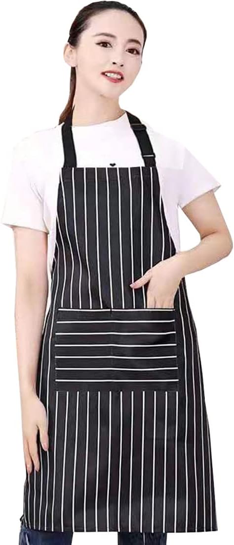 RUIBOLU Adjustable Bib Apron with 2 Pockets Cooking Kitchen Cotton Aprons for Women Men Chef Restaurant BBQ Painting