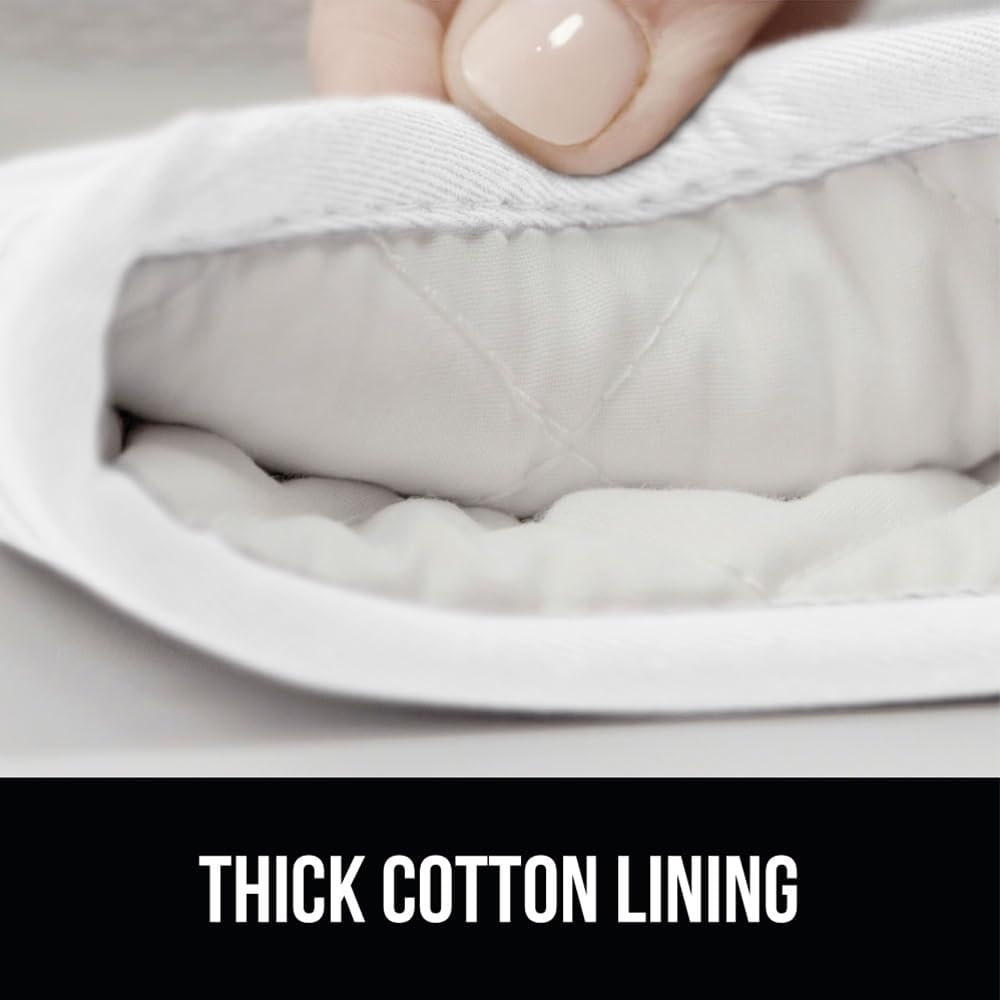 GORILLA GRIP BPA-Free Soft Silicone Oven Mitts and Pot Holders Sets of 4, Heat Resistant Waterproof Cooking Gloves, Thick Cotton Lining, Flexible Gripping for Baking Grilling, Kitchen Trivets, White