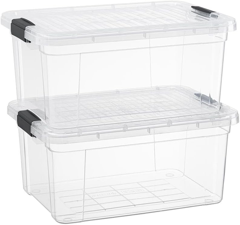 Superio Clear Storage Boxes with Lids, 20 Quart Plastic Container Bins for Organizing, Stackable Crates, BPA Free, Non Toxic, Odor Free, Organizers for Home, Office, School, and Dorm