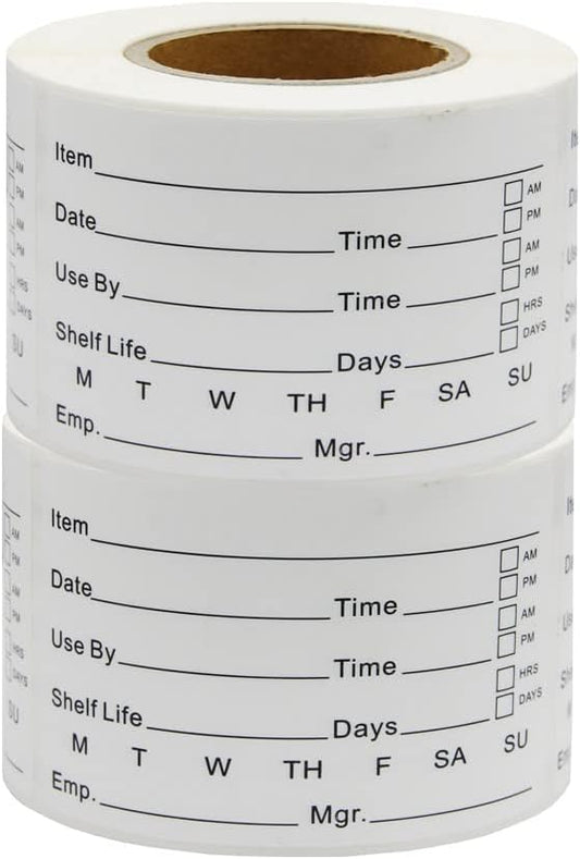 Hcode 2 x 3'' Self-Adhesive Removable Freezer Food Labels- Easy Clean Leaves No Residue- Cooler Food Storage Freezer Stickers Plastic Paper Perfect for Reusable Containers 2 Roll
