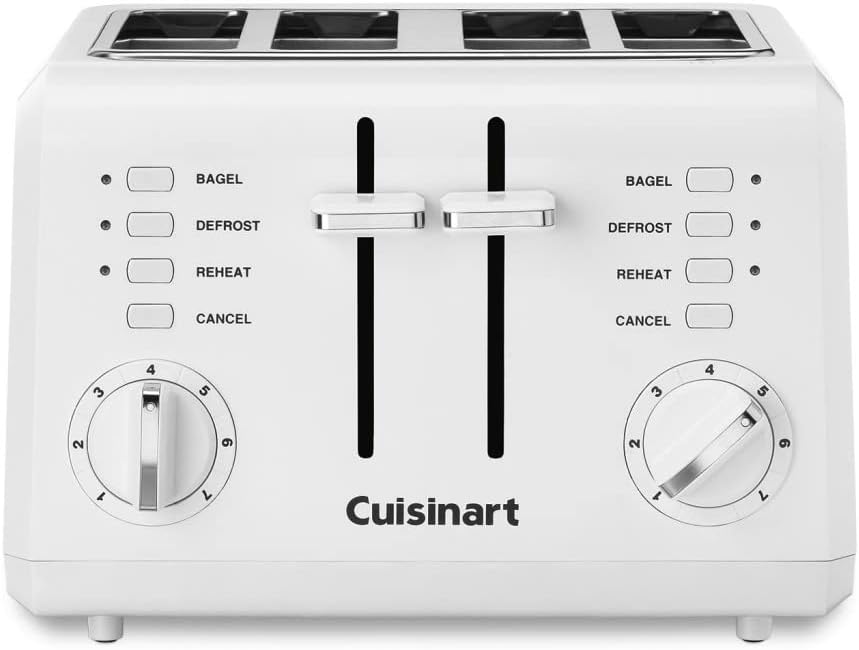 Cuisinart CPT-142P1 4-Slice Compact Plastic Toaster, White & HM-50 Power Advantage 5-Speed Hand Mixer, White
