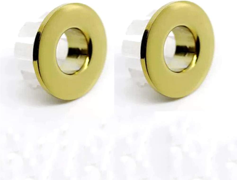Sink Basin Trim Overflow Cover Brass Insert in Hole Round Caps Gold 2 PCS