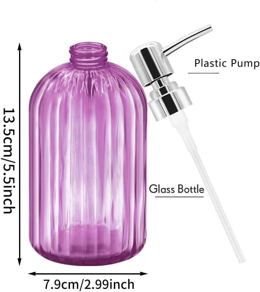 Soap Dispenser - 2 Pack 14 Oz Kitchen Soap Dispenser with Pump, Bathroom Transparent Soap Dispenser Bottle for Hand Soap, Dish Soap or Lotion (Purple)