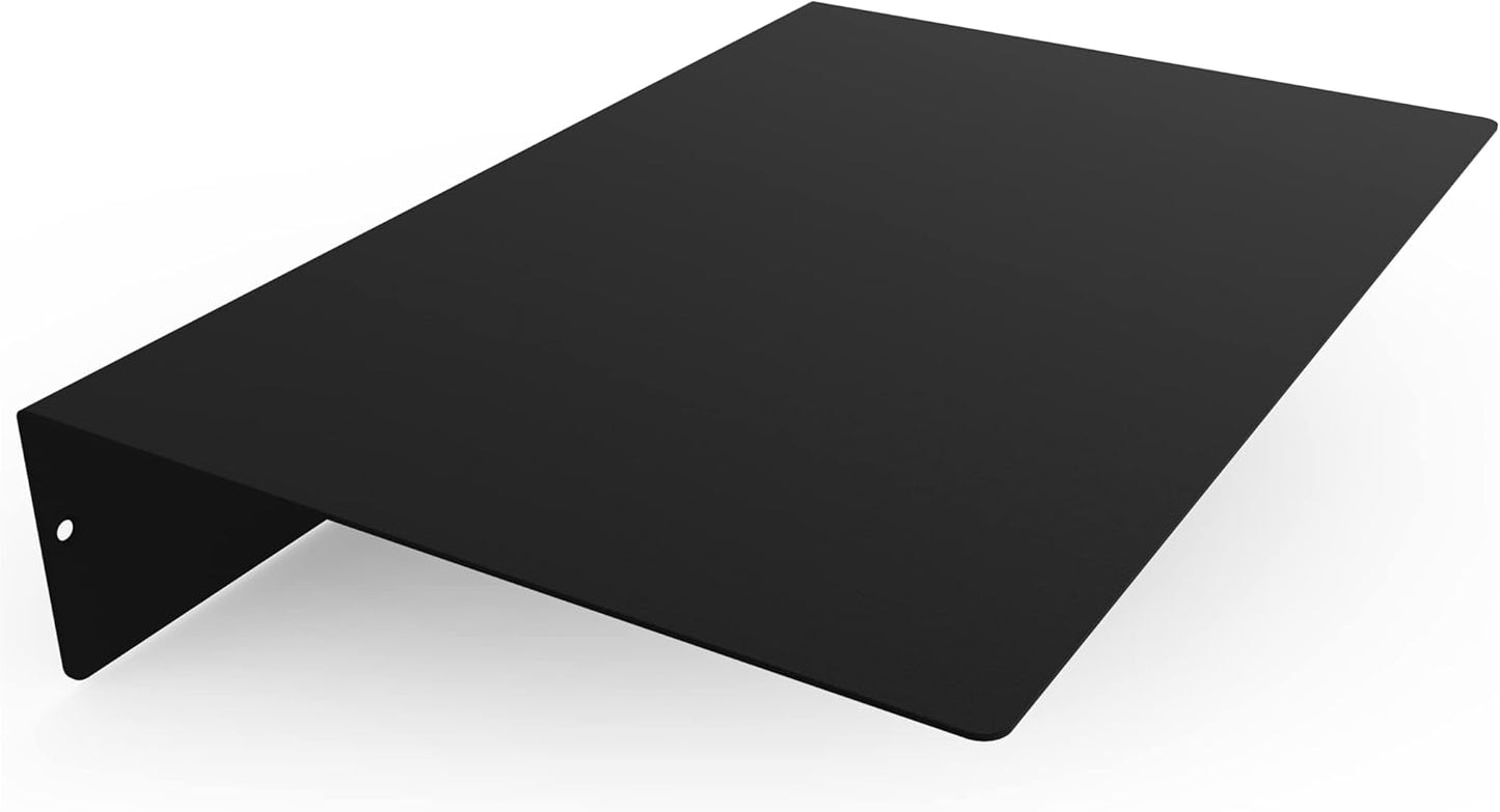 DIY CARTEL Made in USA Linear Floating Shelf - Forged Steel/Metal - Industrial Heavy Duty Metal Wall Mounted Modern Rustic Farmhouse Designed Shelf (12-in X 8-in Powder Coated Matte Black)