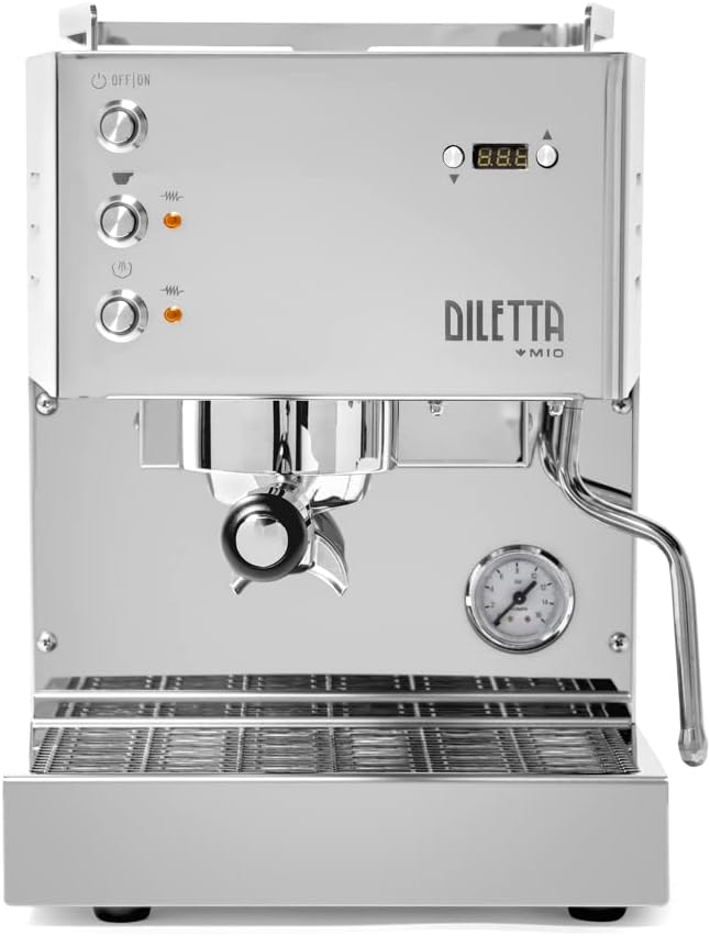 Diletta Mio Espresso Machine (Stainless Steel) and Eureka Mignon Notte Grinder Bundle