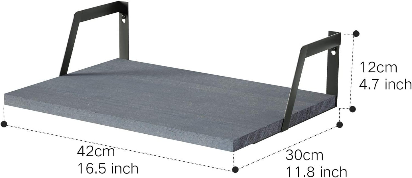 SRIWATANA Floating Shelves Wall Mounted Set of 2 Rustic Wood Shelves with Large Capacity(Weathered Gray)