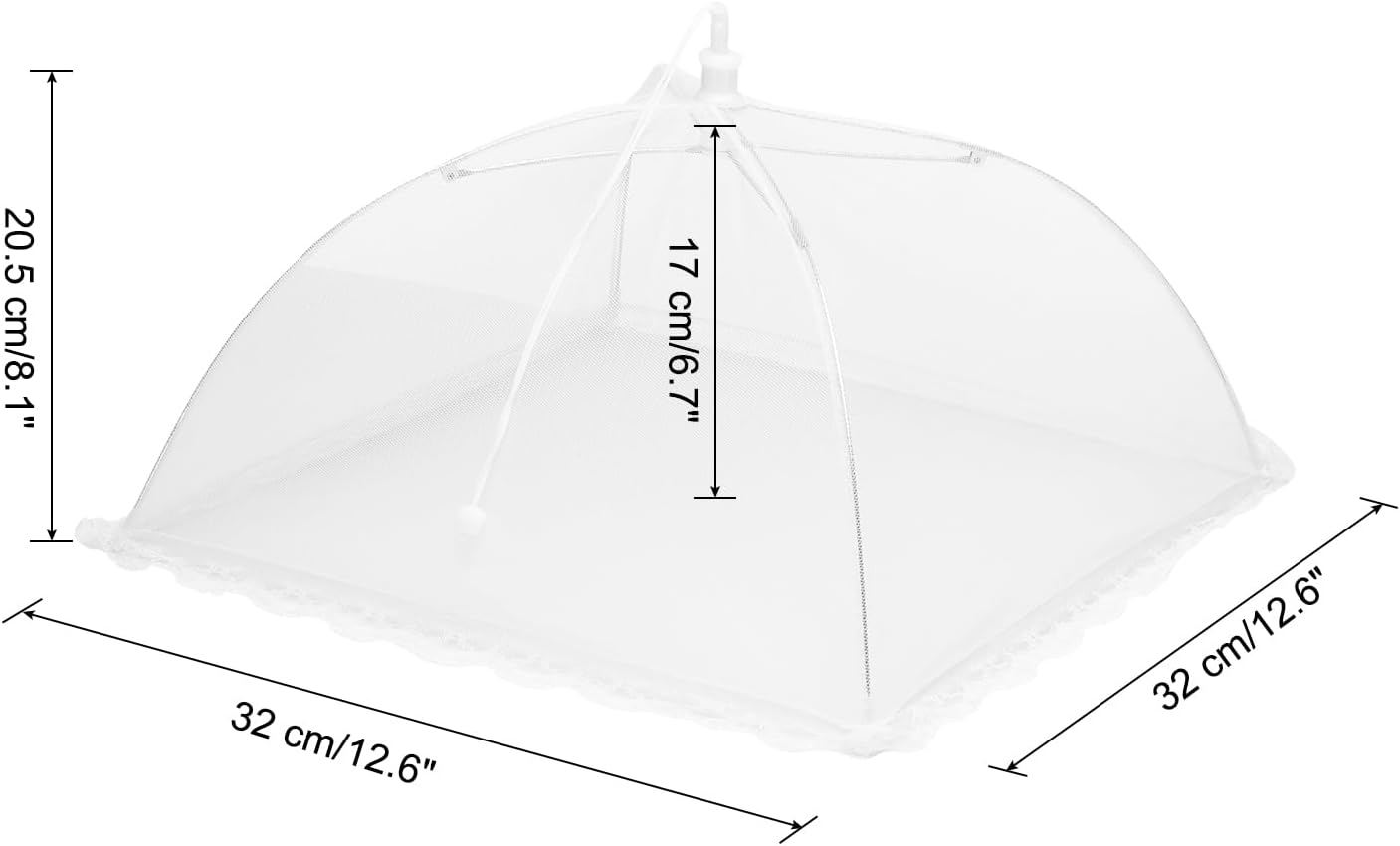 uxcell 3 Pcs Large and Tall Food Covers 13" Mesh Food Covers for Outdoors Collapsible Food Protector Covers Tent for Parties Outdoor Picnics BBQs, White