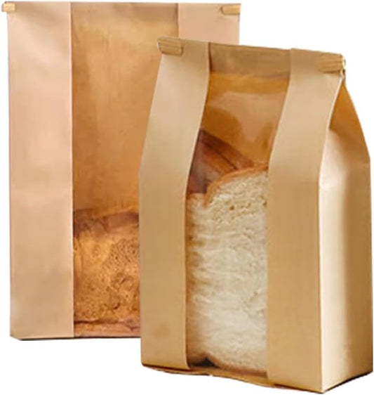 30 Pack Paper Bread Bags 13 x 8.3 x 3.5-inch Bakery Kraft Sourdough Loaf Baked Storage Bags for Homemade Bread Cookie Treat