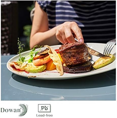 DOWAN 14" Serving Platters for Entertaining, Oval Soft White Serving Plates, Party Serving Trays and Platters Oven Safe, Porcelain Dinner Serving Tray Serving Dishes for Meat, Set of 2