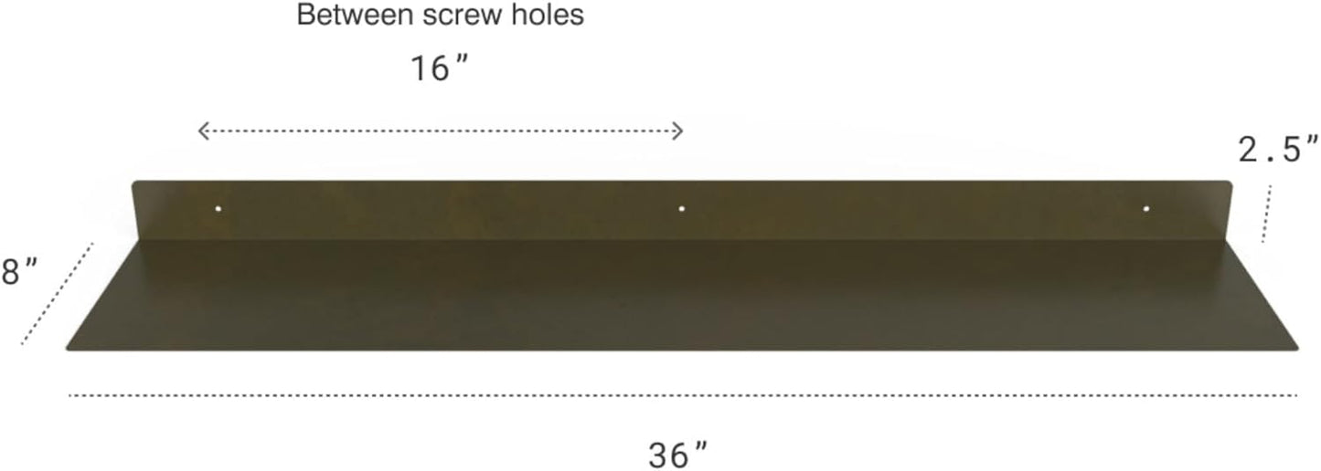 DIY CARTEL Linear Floating Shelf - Forged Raw Blackened Steel - Industrial Heavy Duty Metal Wall Mounted Modern Rustic Shelf - Made in The USA (36-inch x 8-inch)