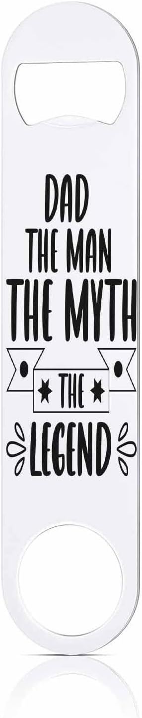 Dad Stainless Steel Bottle Opener The Man The Myth The Legend Flat Beer Bottle Opener Keychain for Home Kitchen Bar Restaurant Party Birthday Gift