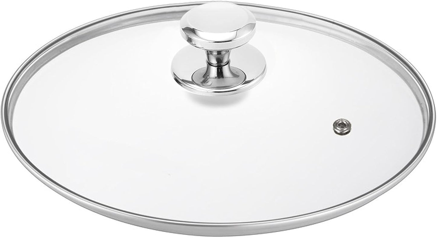 Glass Lid for 11 Inch Stainless Steel Cast Iron Skillets Frying Pans, 28cm Tempered Lids for Dutch Ovens, 11 In Pan Cover with Stainless Steel Rim for Stock Pots, Dishwasher Safe