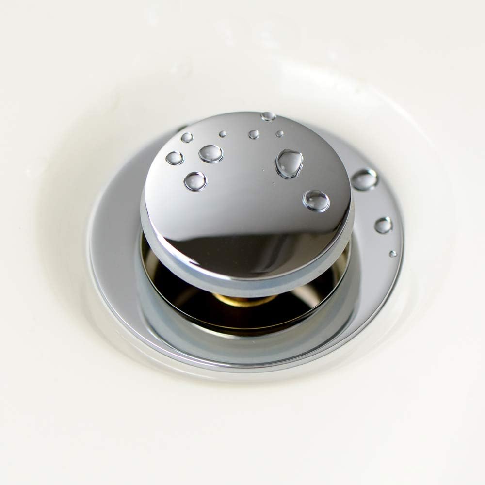 Purelux Pop up Drain Stopper for Bathroom Faucet Vanity or Vessel Sink Bathroom Drain Assembly No Overflow, Chrome Finish