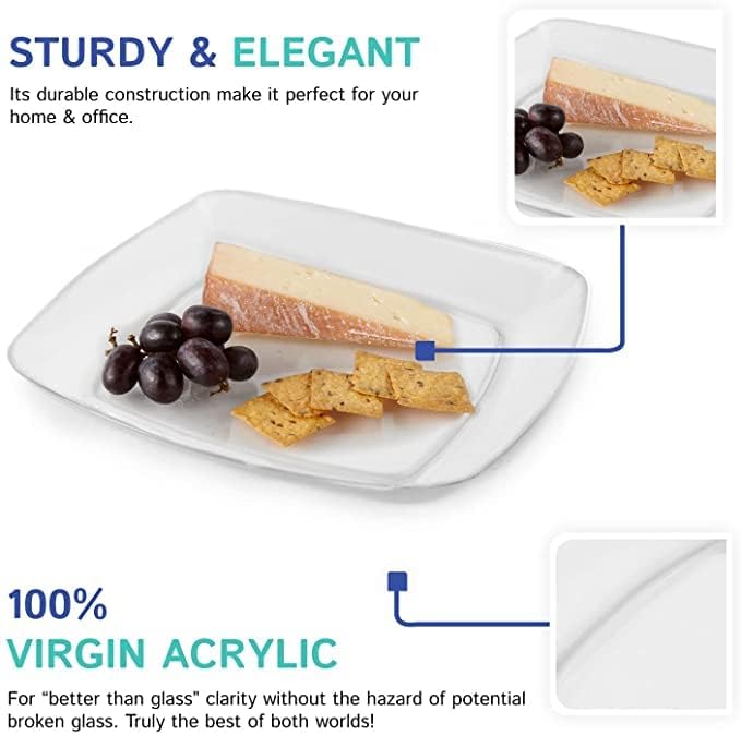 Huang Acrylic Large Square Plate | Dish For Dinning, Serving, Hosting | Durable Construction, Easy to Clean Premium Acrylic