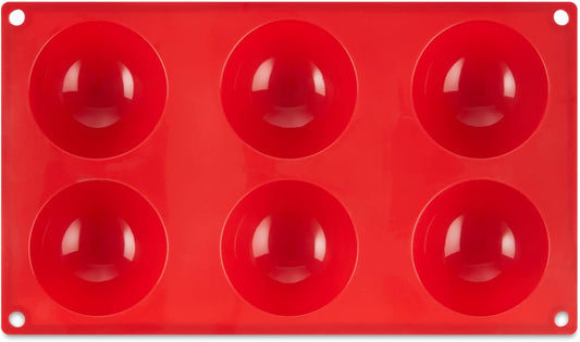 AME D'ESSENCE Hemisphere Shaped Silicone Baking Mold - Non-Stick, Flexible, 6-Cup Capacity (2.7 oz), Reusable and Food-Grade - Perfect for Cakes, Muffins, Mousse, and More!