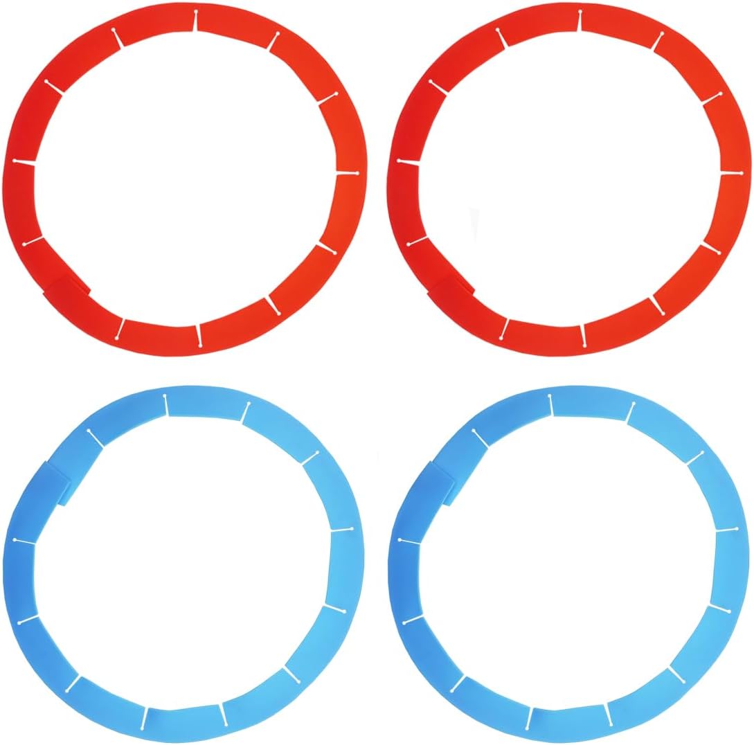 Adjustable Pie Crust Shields, Silicone Baking Protectors, Cover Ring Tools Fits 8-11.4 Inch Pies, Baking Pie Pizza Crust Shield Protector Cover for Edges ﻿ (Red 2 + Blue 2)