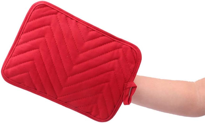 Anyi Pot Holders and Oven Mitts 7" X 9" Heat Resistant Cotton Pocket Pot holder Set Feature of Non Slip Kitchen Hot Pad Oven Mitts, 3-pack, Red