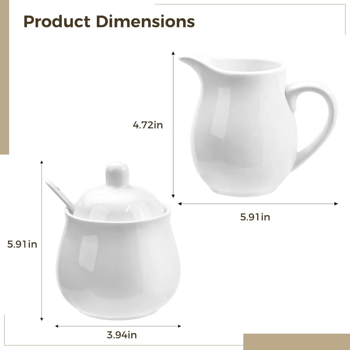 White Porcelain Sugar and Creamer Set, Elegant Ceramic Coffee Serving Set with Sugar Bowl and Cream Pitcher, Milk Creamer and Sugar Container Set Coffee Tea Service for Home Restaurant
