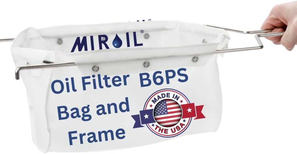 MirOil B6PS Fryer Filter Bag & Frame Combo, Extends Grease Life, Handles Hot & Cold Cooking Oil & Filters Up to 70 Lb. Polishing Oil, Maintain Quality & Taste of Fried Foods, Reduce Grease Contaminant