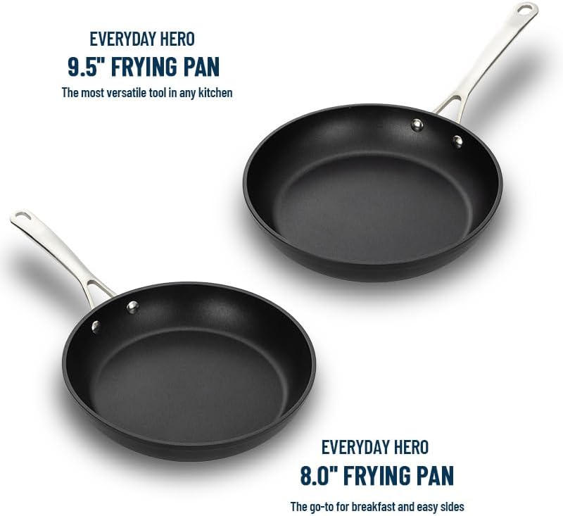 UCC LIFE Non Stick pots and pans set, 8" and 9.5" Kitchen Cookware Pot 2 Piece Set, Stainless Steel Handle, Bottom can Withstand High Temperatures Oven Broiler Safe 500F (PFOA PFAS PTFE Free)