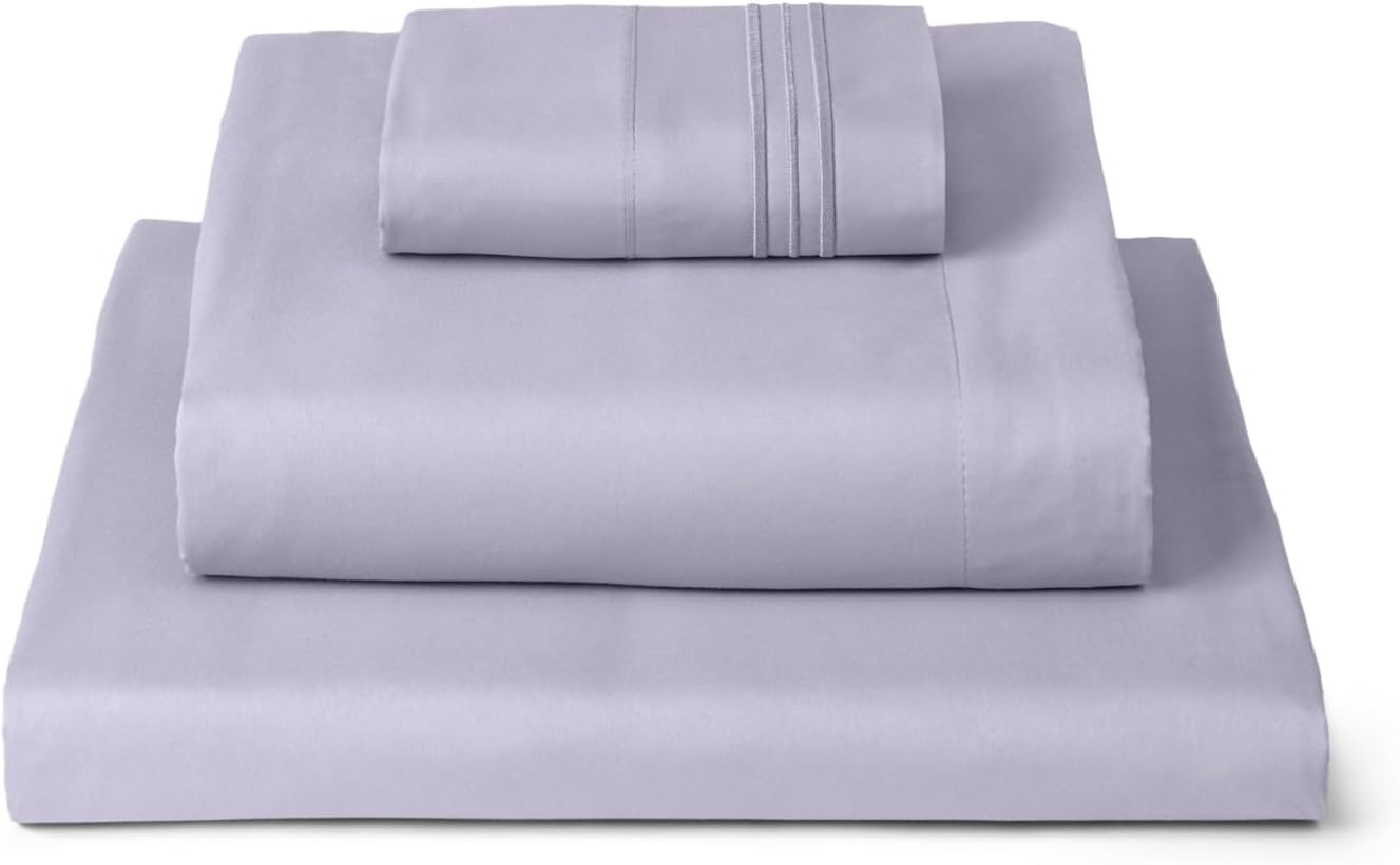 Mellanni Twin Sheets Set - 3 PC Iconic Collection Bedding - Hotel Luxury, Extra Soft, Cooling Bed Sheets - Wrinkle, Fade, Stain Resistant (Twin, Lavender)