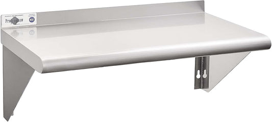 Profeeshaw NSF Stainless Steel Shelf 14” x 24”, 250 lb Commercial Shelves Wall Mounted Metal Shelving with Backsplash and 2 Brackets for Restaurant, Bar, Utility Room, Kitchen and Garage