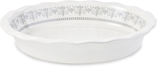 Ceramic Pie Pans for Baking, 9 Inch Porcelain Pie Pan Pie Dish, Round Pie Plate for Apple Pie, Quiche, Pot Pies, Tart（White）