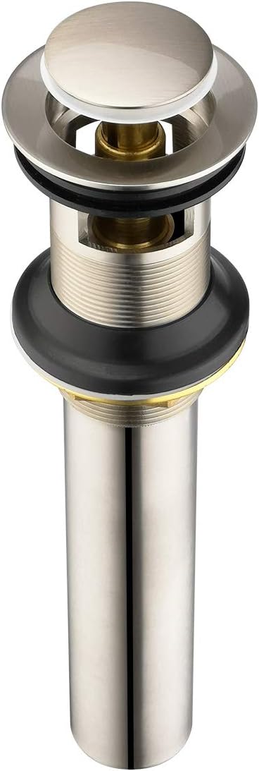 Purelux Bathroom Sink Drain Stopper Faucet Vanity Sink Pop Up Drain Assembly with Overflow, Brushed Nickel Finish